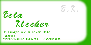 bela klecker business card